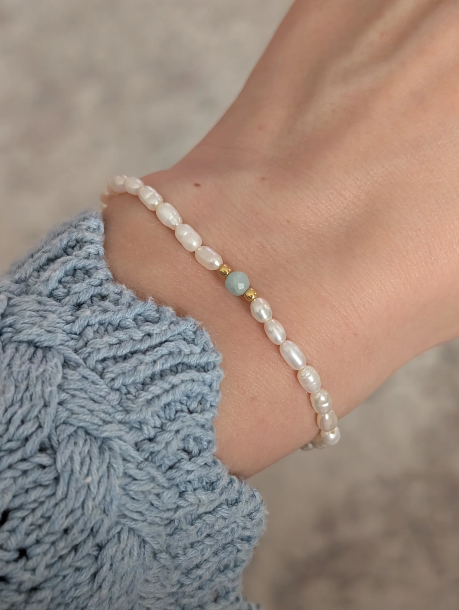 Bransoletka z perłami i akwamarynem 