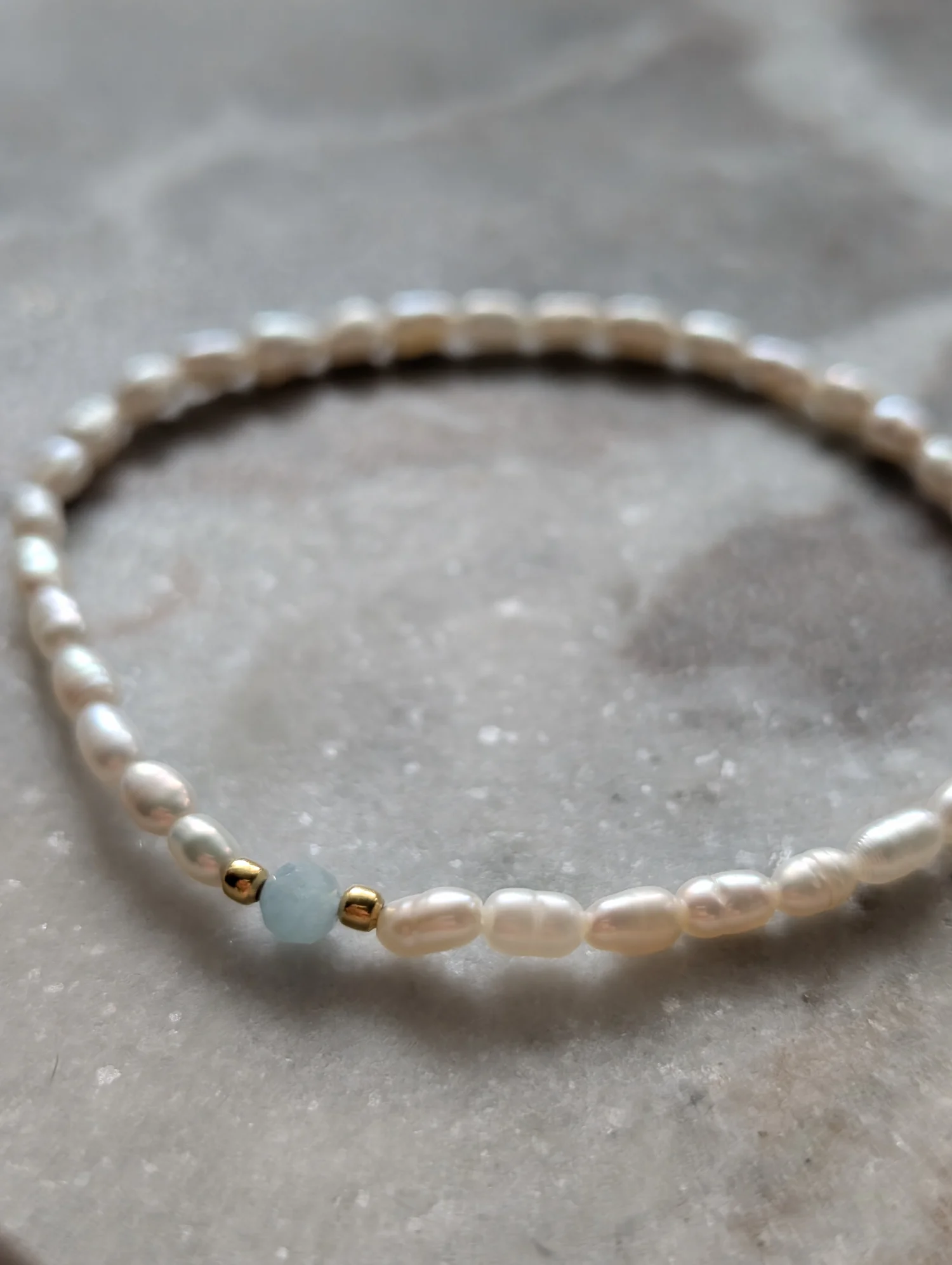 Bransoletka z perłami i akwamarynem 