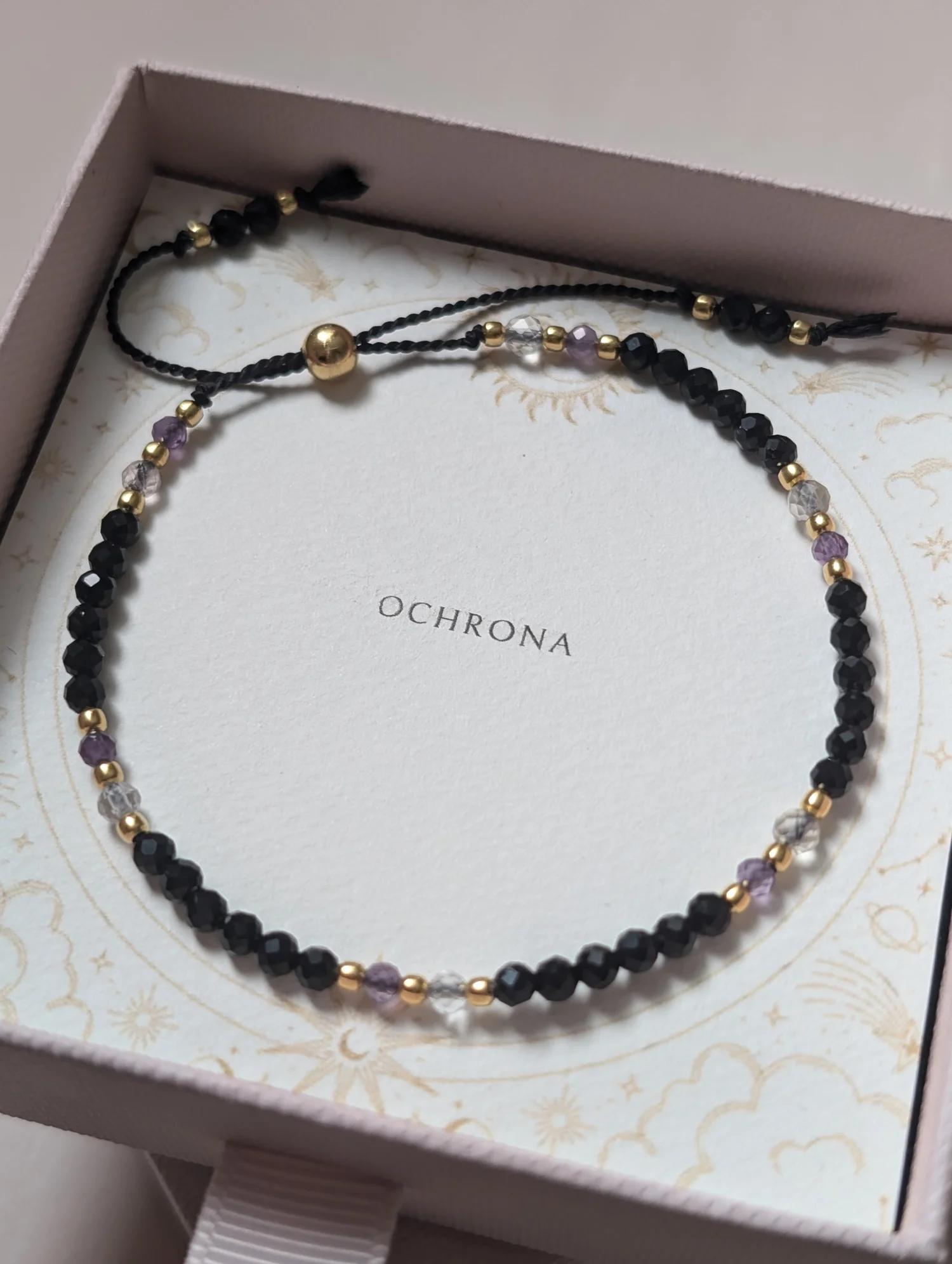 Bransoletka Ochrona z czarnego turmalinu, ametsytu, kryształu górskiego 