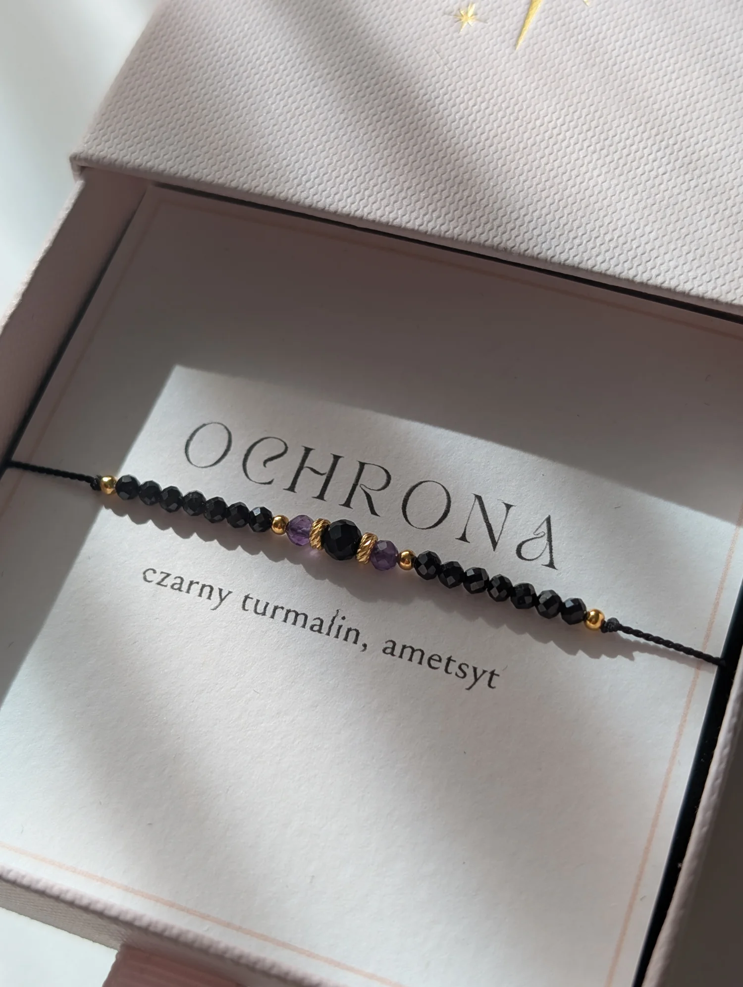 Bransoletka Ochronna z czarnego turmalinu i ametystu