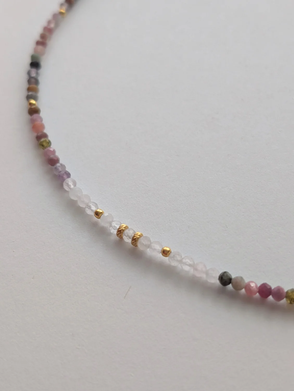 Choker z kamieni turmalinu  i kwarcu różowego 