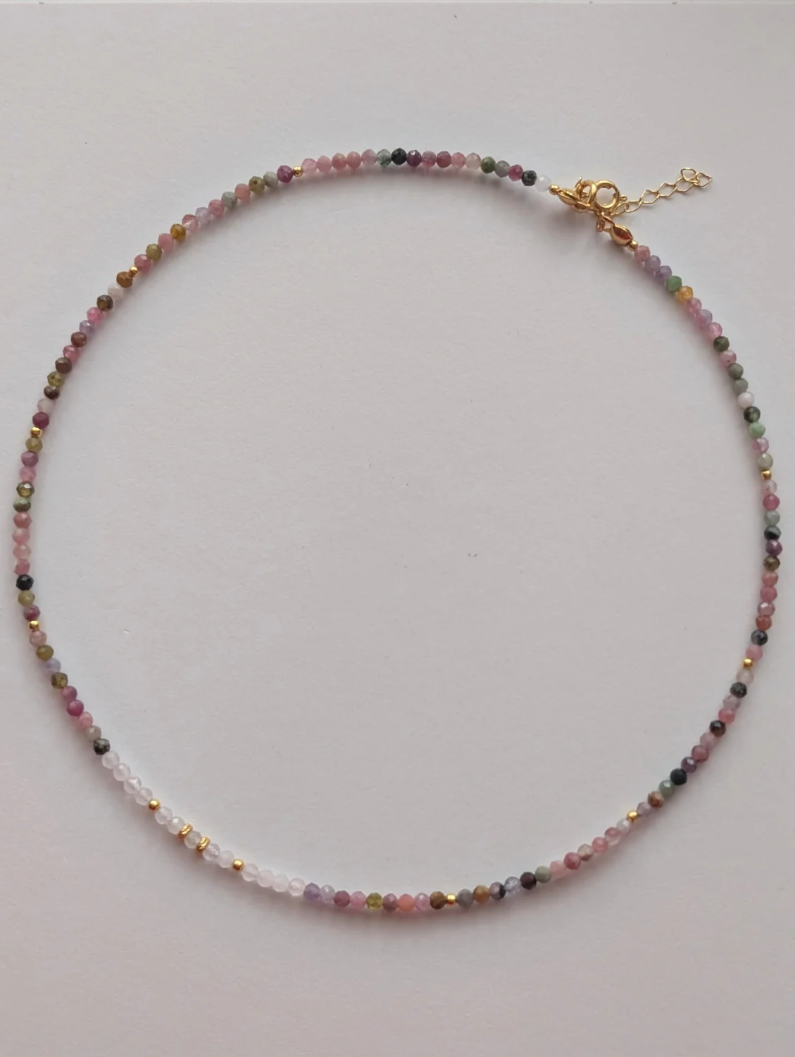 Choker z kamieni turmalinu  i kwarcu różowego 