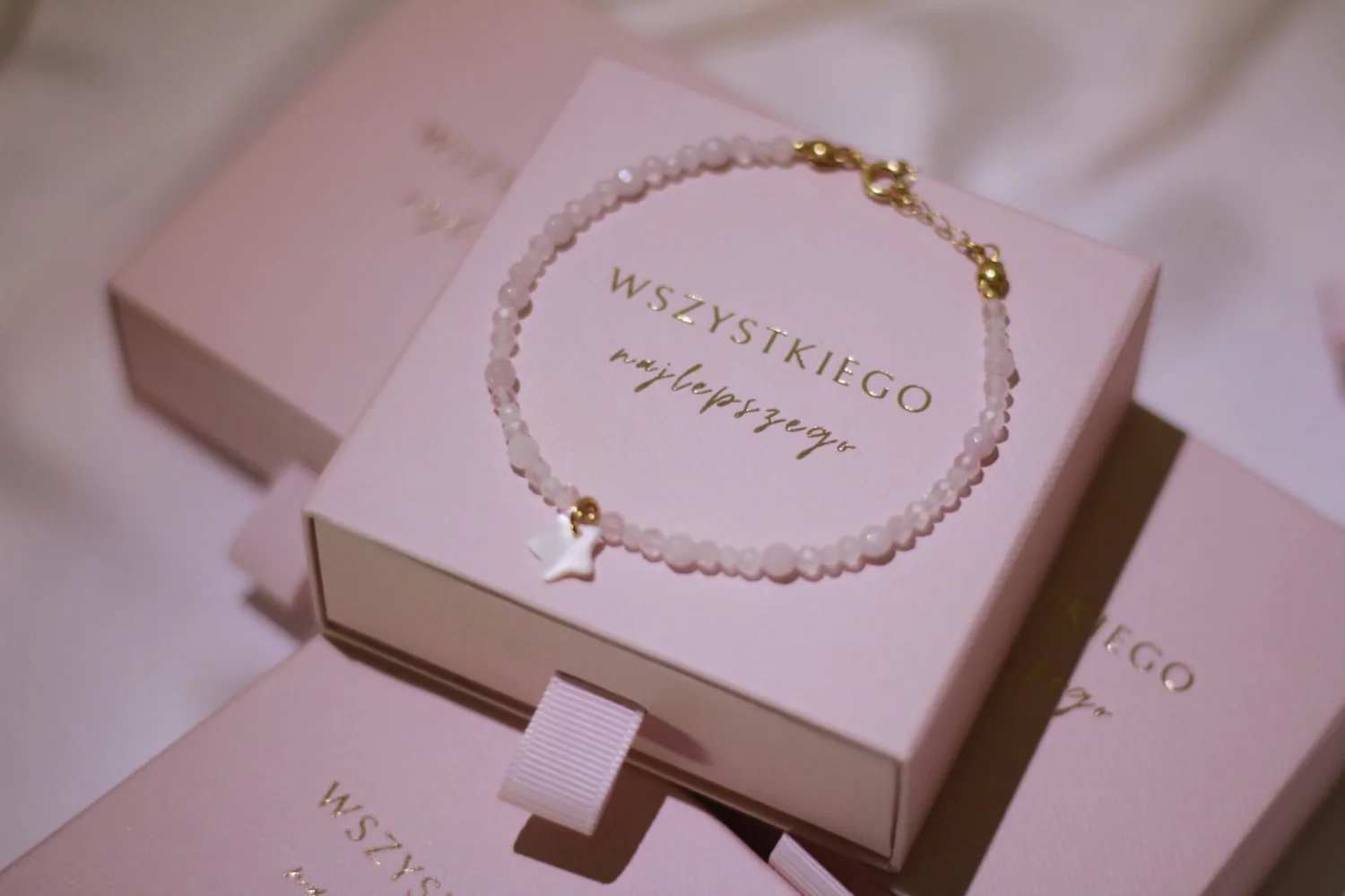 Bransoletka z kryształu górskiego, kamienia księżycowego i pereł